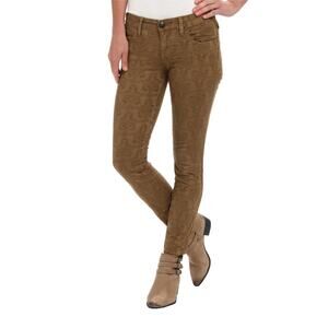 Free People Women's Straight Leg Pants in Brown Suede-Texture